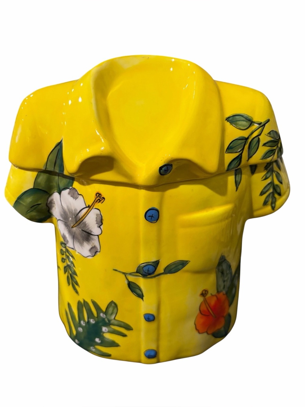 Dennis East Hawaiian shirt cookie jar in Yellow